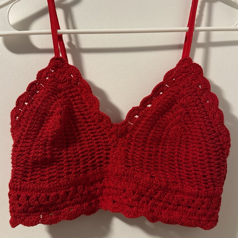 Red Crochet Bralette- with adjustable straps